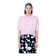 Gedistressed Gebreid Poloshirt Marni , Pink , Dames