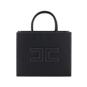 Zwarte Tote tas met contraststiksels Elisabetta Franchi , Black , Dame...