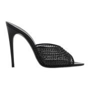 Kristal Mesh Hak Muiltjes Saint Laurent , Black , Dames