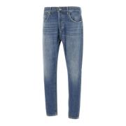 Blauwe Katoenen Jeans met Bliksem Dondup , Blue , Heren