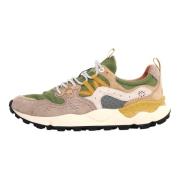 Lichtbruin Militair Suède/Canvas Sneakers Flower Mountain , Multicolor...