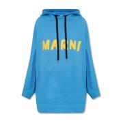 Oversized Hoodie met Logodetail Marni , Blue , Dames