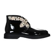 Leren en bontlaarzen met gesp Saint Laurent , Black , Heren