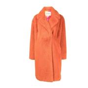 Faux Fur Coat met Notched Revers Apparis , Orange , Dames