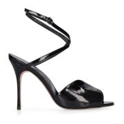 Leren sandalen met enkel sluiting Manolo Blahnik , Black , Dames