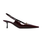 Leren Slingback Pumps met Lakdetail Saint Laurent , Brown , Dames