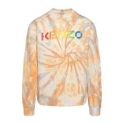 Logo Katoenen Sweatshirt Crew Neck Mannen Kenzo , Orange , Heren