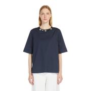 Geborduurde katoenen popeline blouse Max Mara , Blue , Dames