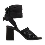 Macramé Vetersandalen Miu Miu , Black , Dames