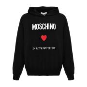 Liefde Vertrouwen Hoodie Mannen Moschino , Black , Heren