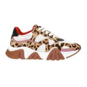 Luipaard Sneakers met Mesh Panelen Versace , Multicolor , Heren