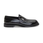 Leren Loafers met Patent Effect Dolce & Gabbana , Black , Heren