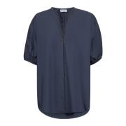 Blauwe Katoenen Kimono Mouw Tuniek Top Brunello Cucinelli , Blue , Dam...