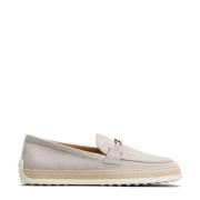 Leren Loafers met Goudkleurige Hardware Tod's , Gray , Dames