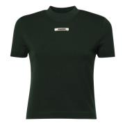 Groene T-shirt met Grosgrain Logo Jacquemus , Green , Dames