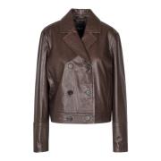 Leren double-breasted jas Max Mara Weekend , Brown , Dames