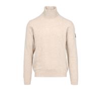 Wol kasjmier mix trui met patch Roy Roger's , Beige , Heren