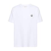 Witte Katoenen Vos Patch T-shirt Maison Kitsuné , White , Heren