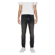 Blauwe versleten effect gewone jeans Hugo Boss , Blue , Heren