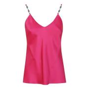 Fuchsia Satin Jewel Detail Top Max Mara Studio , Pink , Dames