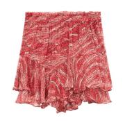 Rode Abstract Patroon Gerimpelde Shorts Isabel Marant Étoile , Red , D...