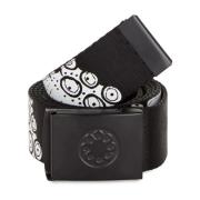 Zwart/wit stoffen riem met metalen gesp Octopus , Black , Unisex