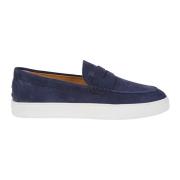 Blauwe Suède Loafer met Iconisch Monogram Tod's , Blue , Heren