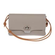 Witte leren clutch tas Twist Lock Zanellato , Brown , Dames