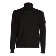 Geribbelde Coltrui Sweater Aw24 Stone Island , Black , Heren