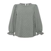 Gedrukte Ronde Hals Blouse Kaffe Curve , Gray , Dames