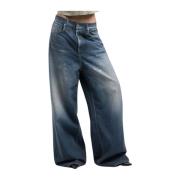 Donkerblauwe Denim Jeans Replay , Blue , Dames