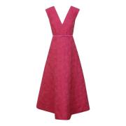 Fuchsia Cloqué V-Hals Jurk Max Mara Studio , Pink , Dames