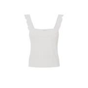 Geborduurde gebreide top met ruches Elisabetta Franchi , White , Dames