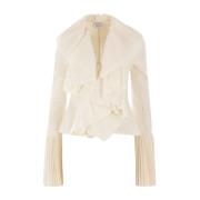 Witte Geplooide V-Hals Shirt Alexander McQueen , White , Dames