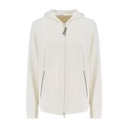 Elegante hoodie met juweelrand Brunello Cucinelli , Beige , Dames