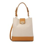 Unieke stof- en leren handtas Kazar , Beige , Dames