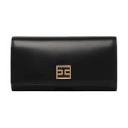 Zwarte Logo Plaque Portemonnee Elisabetta Franchi , Black , Dames