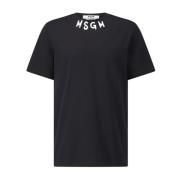 Katoenen Logo Print T-Shirt Msgm , Black , Heren