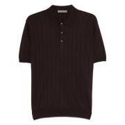 Geribbeld Pima Katoen Polo Shirt Corneliani , Brown , Heren