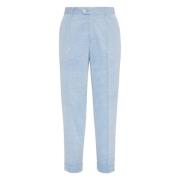 Ribfluwelen katoenen geplooide broek Brunello Cucinelli , Blue , Heren