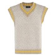 Gestreepte V-hals Vest Roberto Collina , Beige , Heren