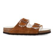 Luxe Shearling Sandalen Gesloten Teen Birkenstock , Brown , Heren