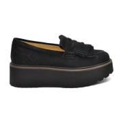 Zwarte Instap Mocassins met Rubberen Zool Hogan , Black , Dames