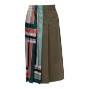 Geplooide Gabardine Rok met Satijnen Inzet Max Mara Weekend , Multicol...