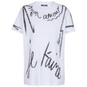 Korte mouw letter print shirt wit Balmain , White , Dames