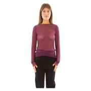 Rhinestoned Tulle Sweater in Viola Pinko , Purple , Dames