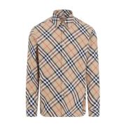 Sand Check Checkshirt Burberry , Beige , Heren