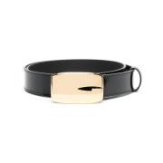 Rechthoekige G-gesp leren riem Gucci , Black , Dames