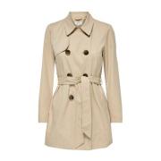 Nylon Trenchcoat met zijzakken Only , Beige , Dames