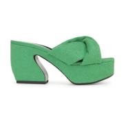 Platform Mules in Sponged Stijl Sergio Rossi , Green , Dames